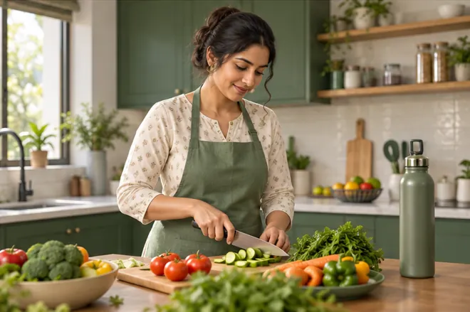 AI illustration of cooking at home